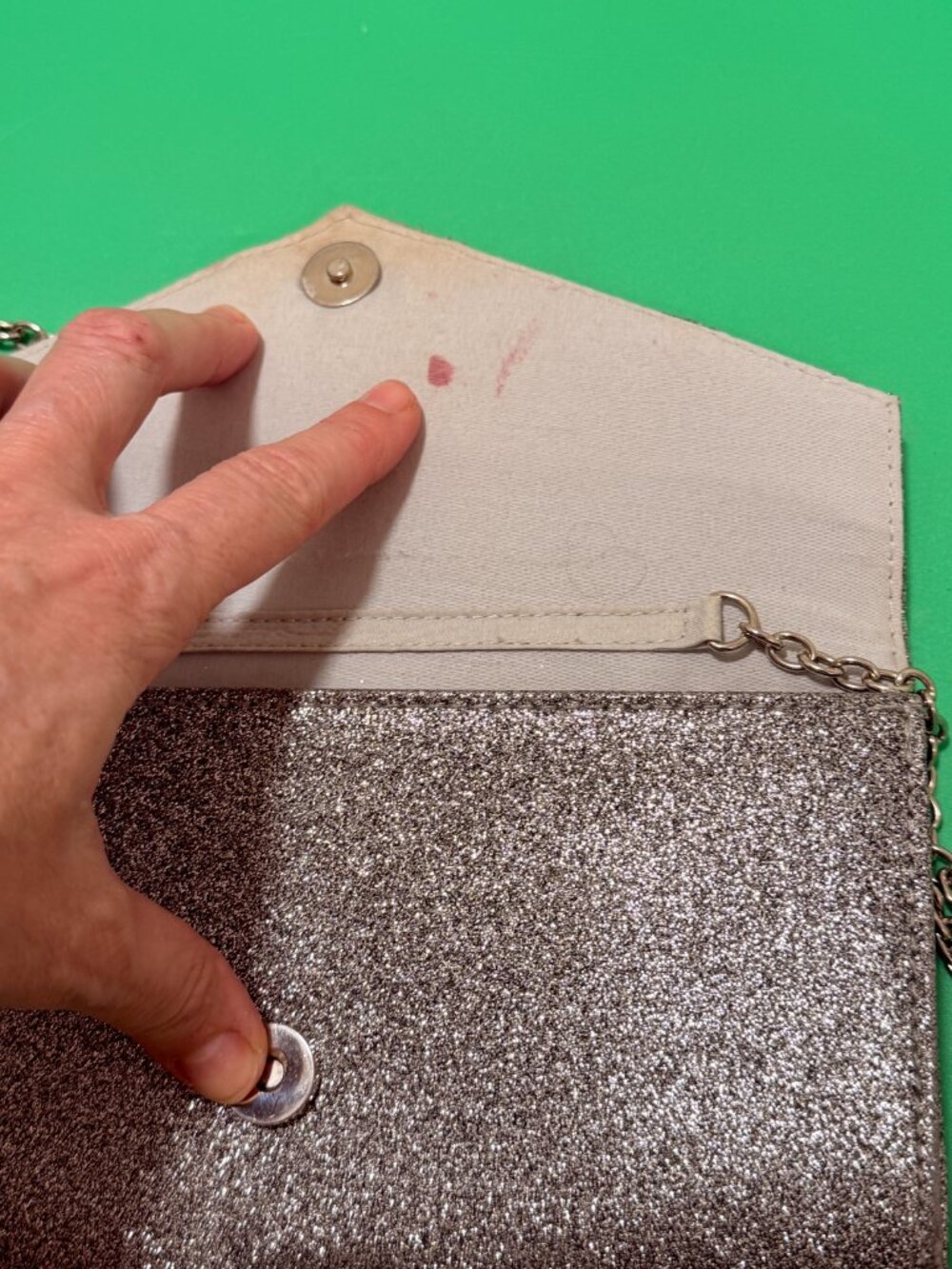 Icing Convertible Pleated Silver Glitter Envelope Clutch/shoulder Evening Bag - Picture 4 of 8